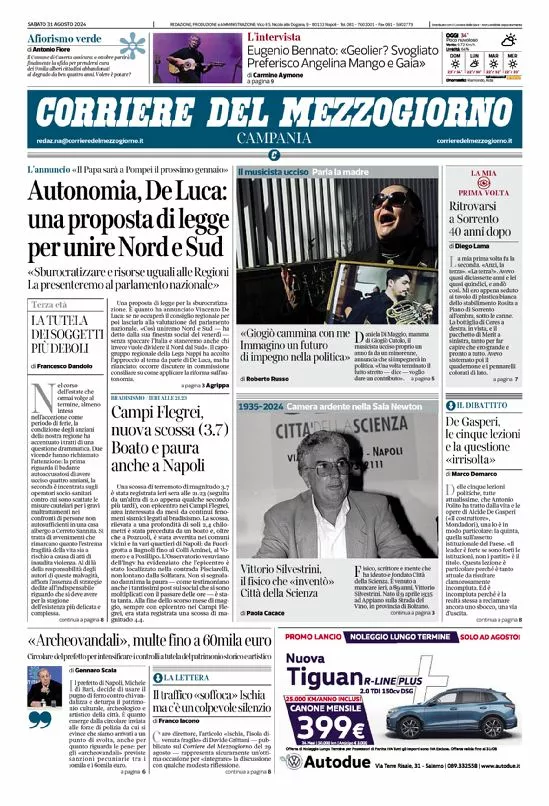 Prima-pagina-corriere del mezzogiorno-del-2024-08-31